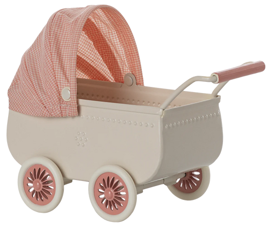 Mouse Pram (Stroller), Coral, by Maileg