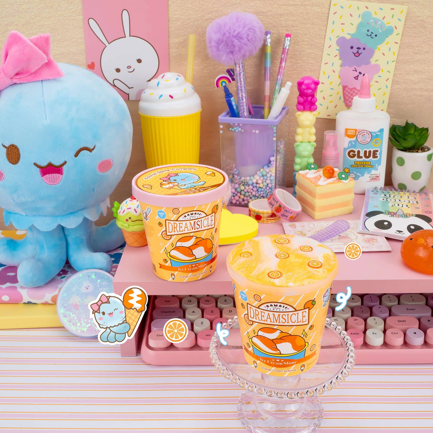 Dreamsicle Scented Ice Cream Pint Slime by Kawaii Slime Company