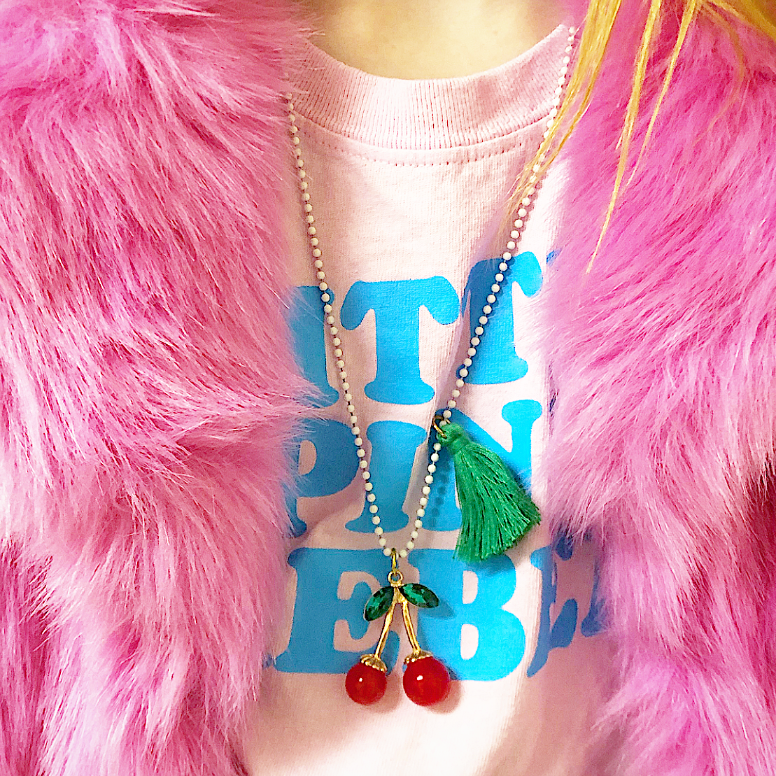 Rhinestone Cherries Necklace by Gunner & Lux