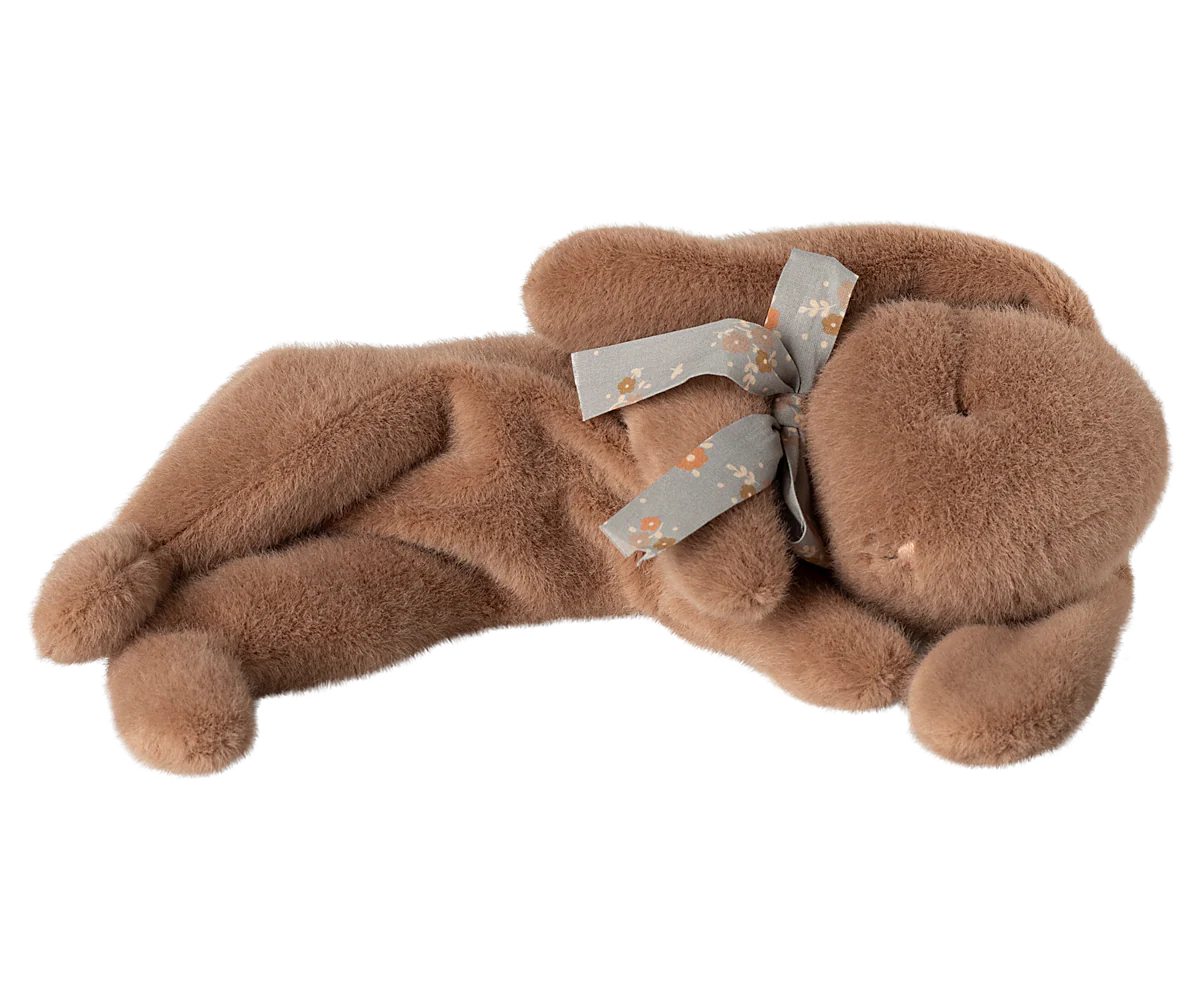 Sleeping Bunny Plush, Small, Soft Brown