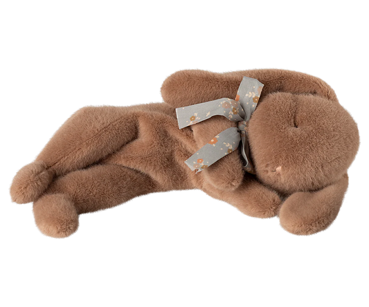 Sleeping Bunny Plush, Small, Soft Brown