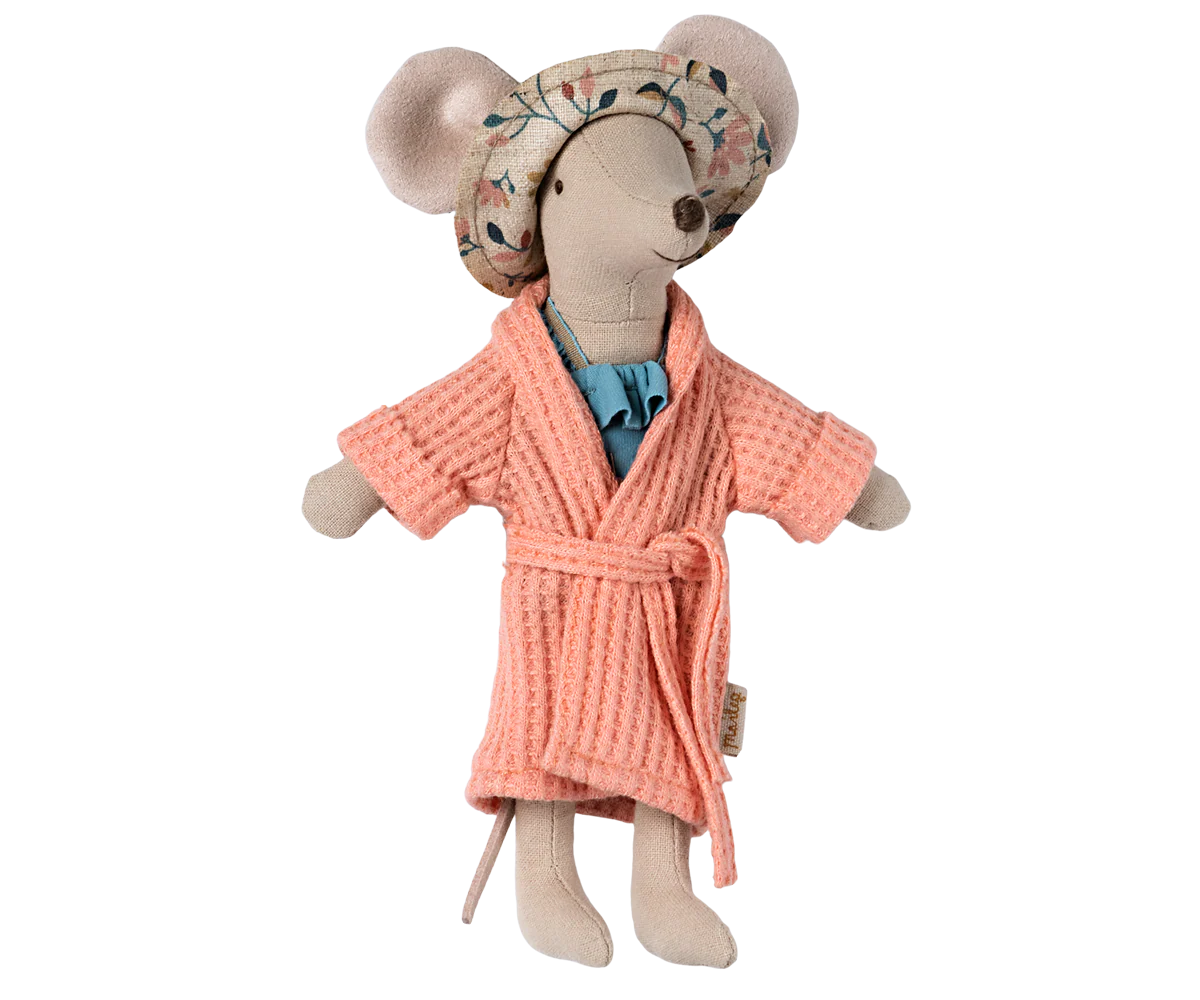 Mouse Bathrobe, Coral, by Maileg