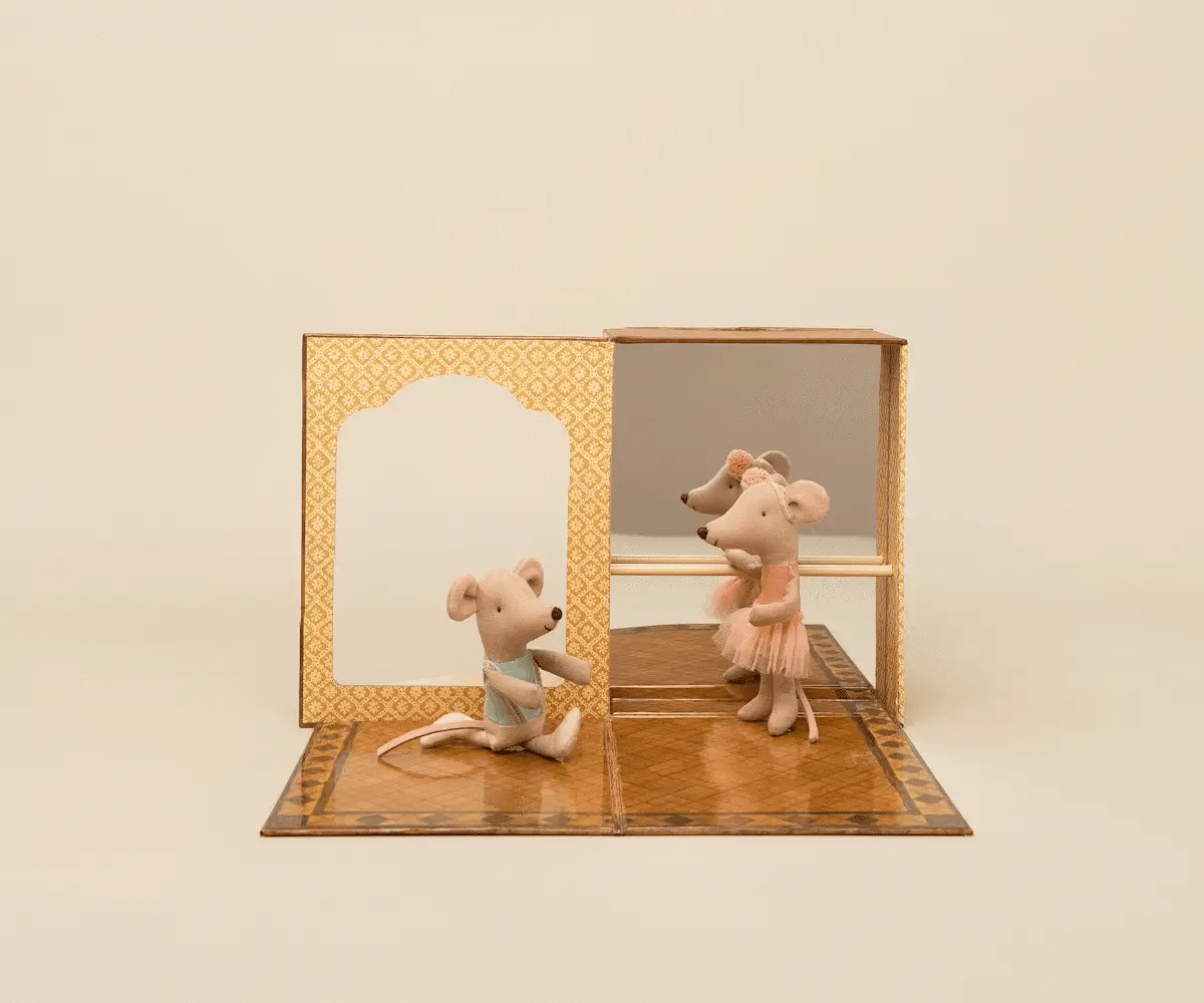 Ballet Mice in Dance Studio, Little Sister and Brother, by Maileg