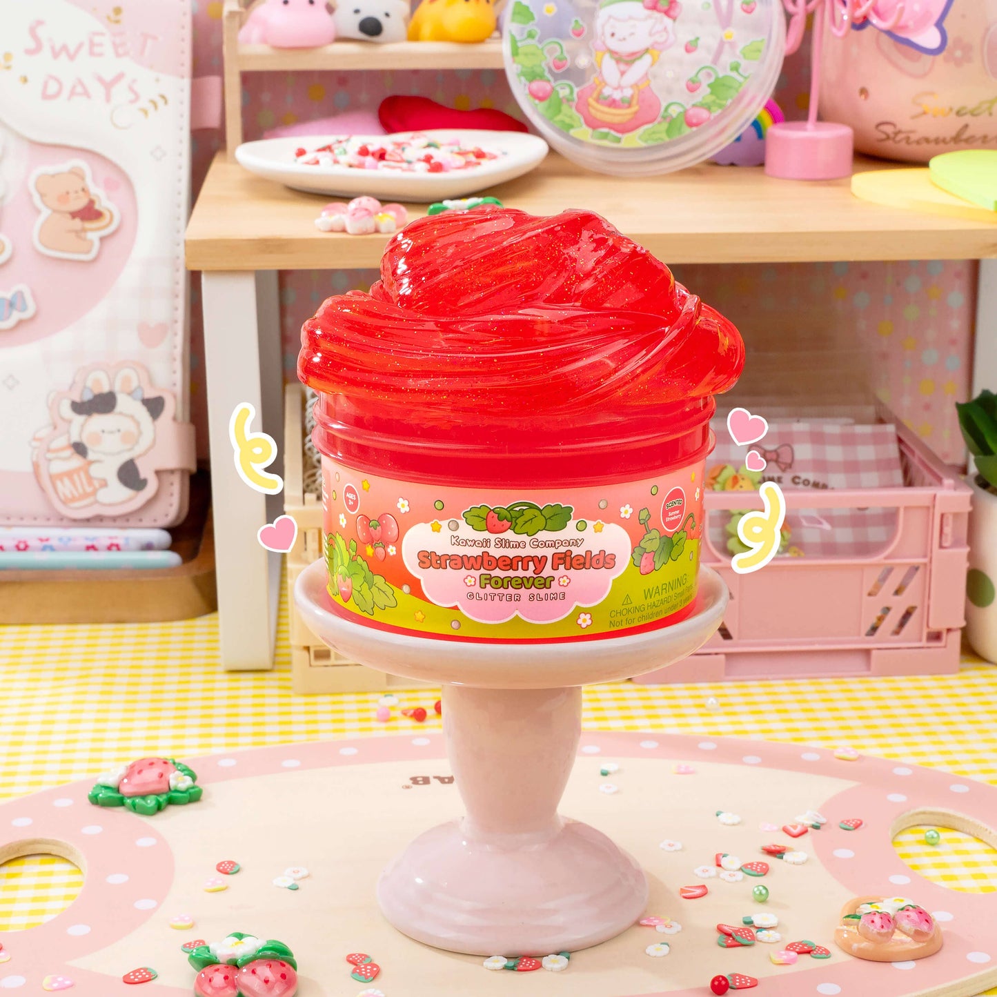 Strawberry Fields Forever Glitter Slime by Kawaii Slime Company