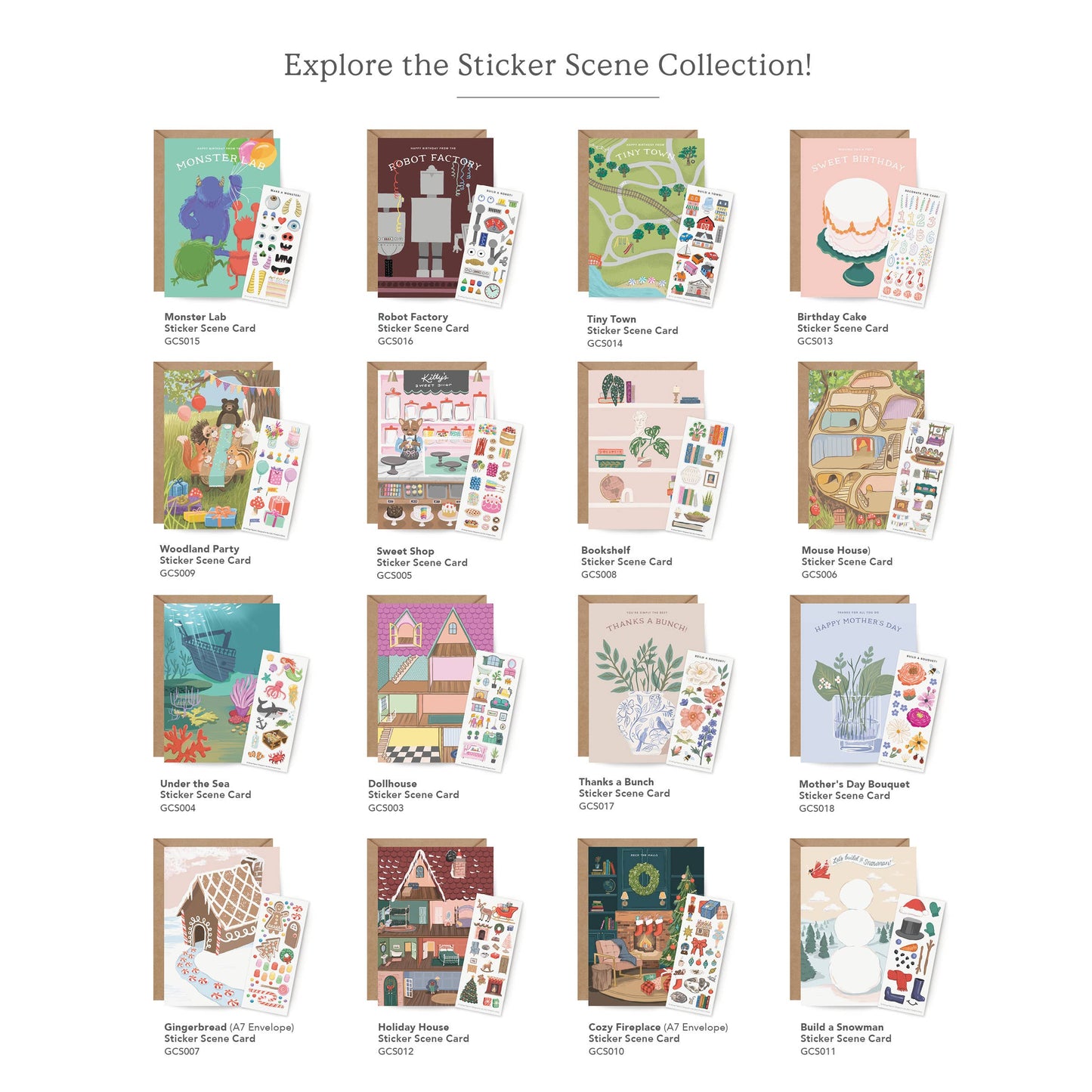 Sticker Scene Card - Build a Snowman