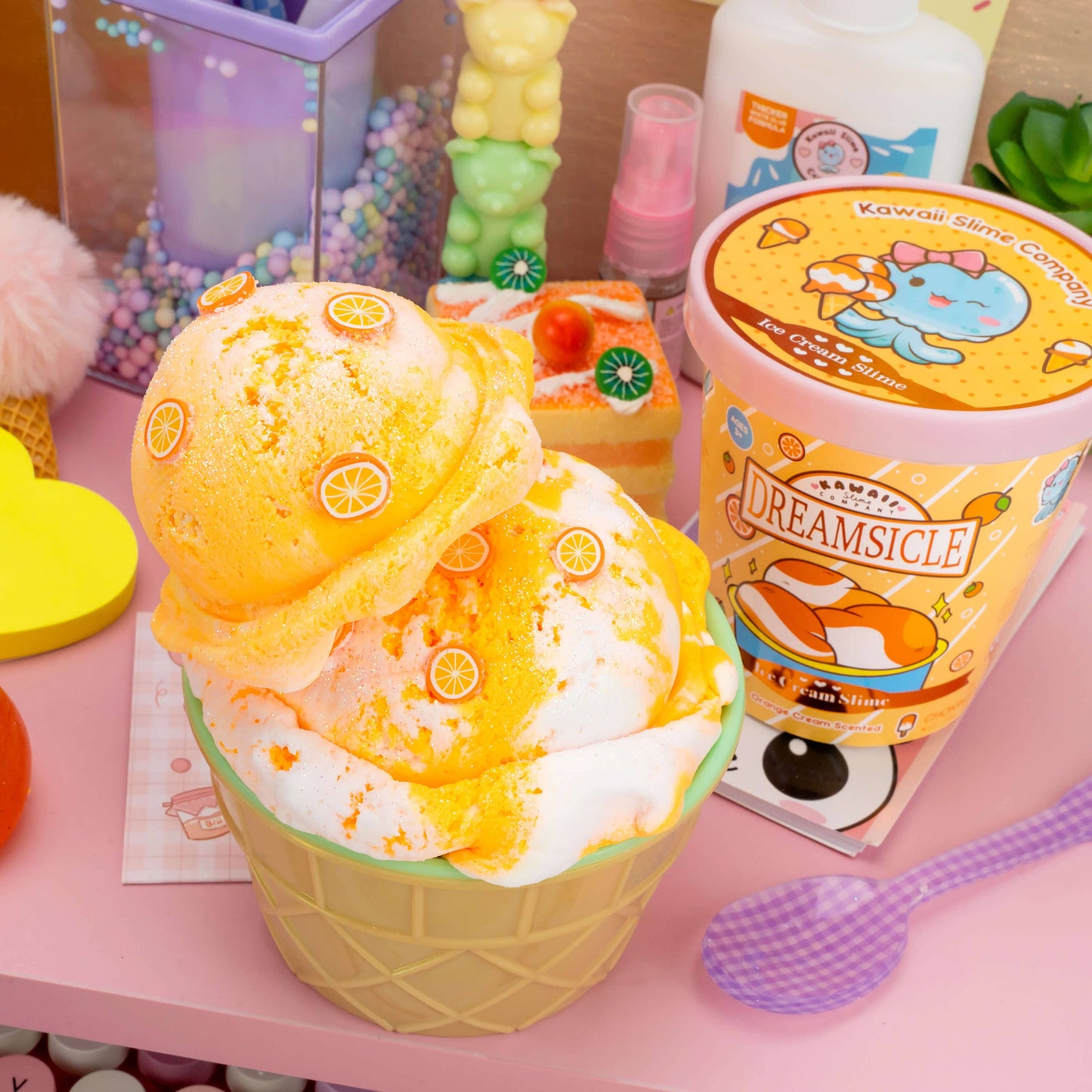 Dreamsicle Scented Ice Cream Pint Slime by Kawaii Slime Company