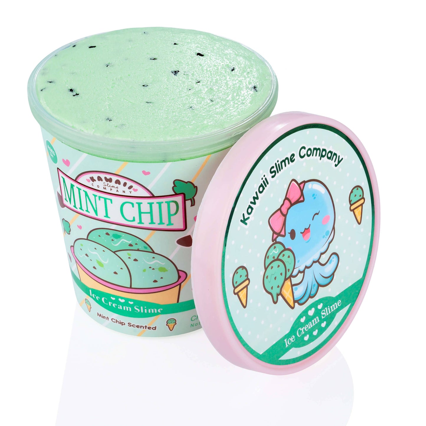 Mint Chip Scented Ice Cream Pint Slime by Kawaii Slime Company