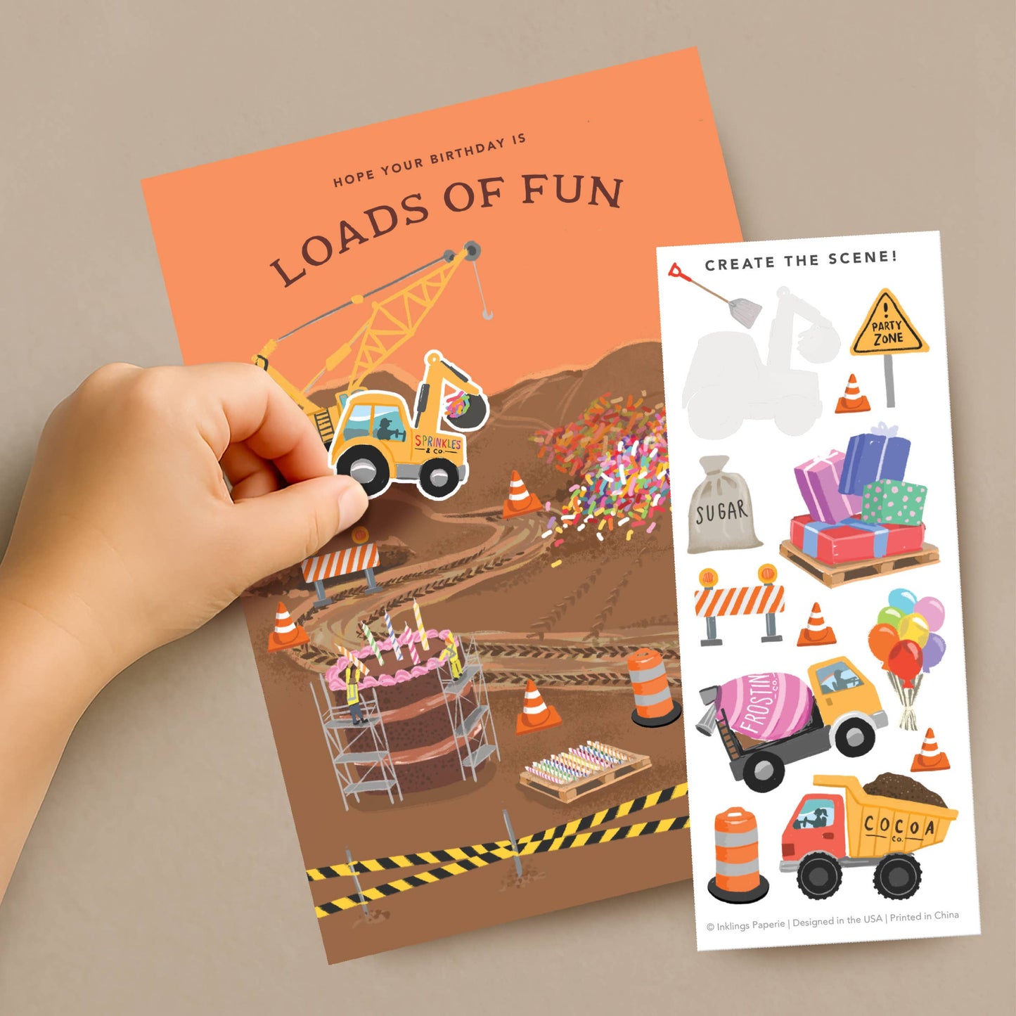 Sticker Scene Card - Construction Birthday