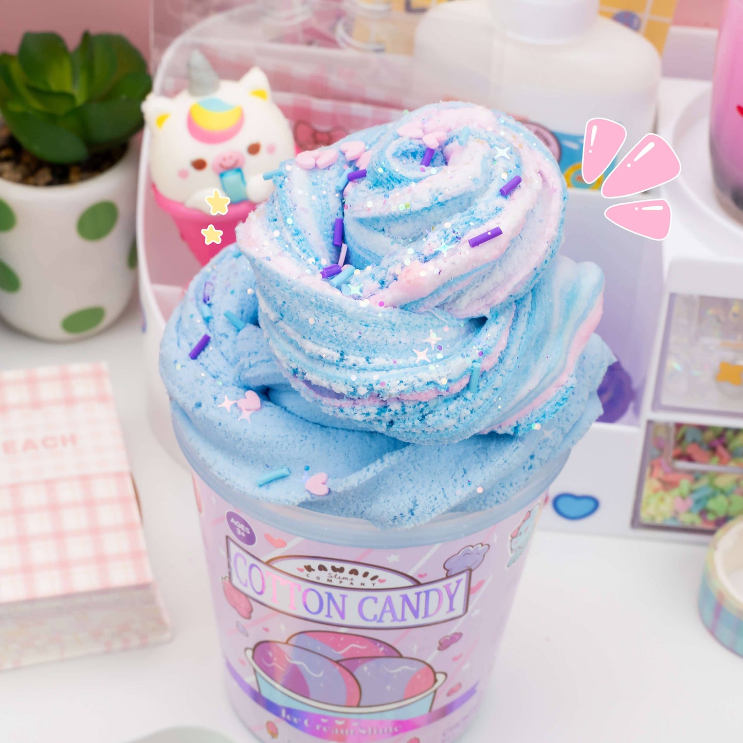 Cotton Candy Scented Ice Cream Pint Slime by Kawaii Slime Company