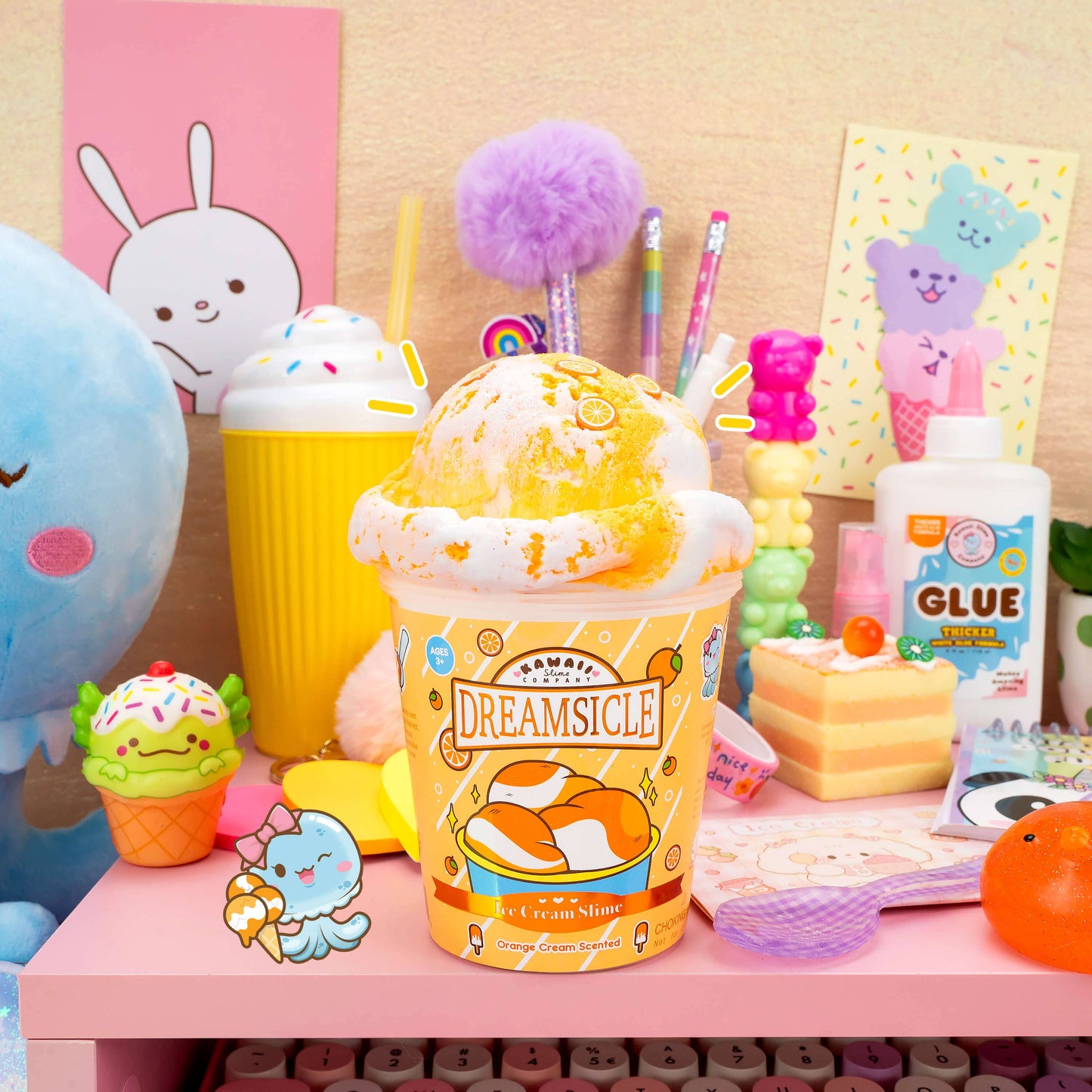 Dreamsicle Scented Ice Cream Pint Slime by Kawaii Slime Company
