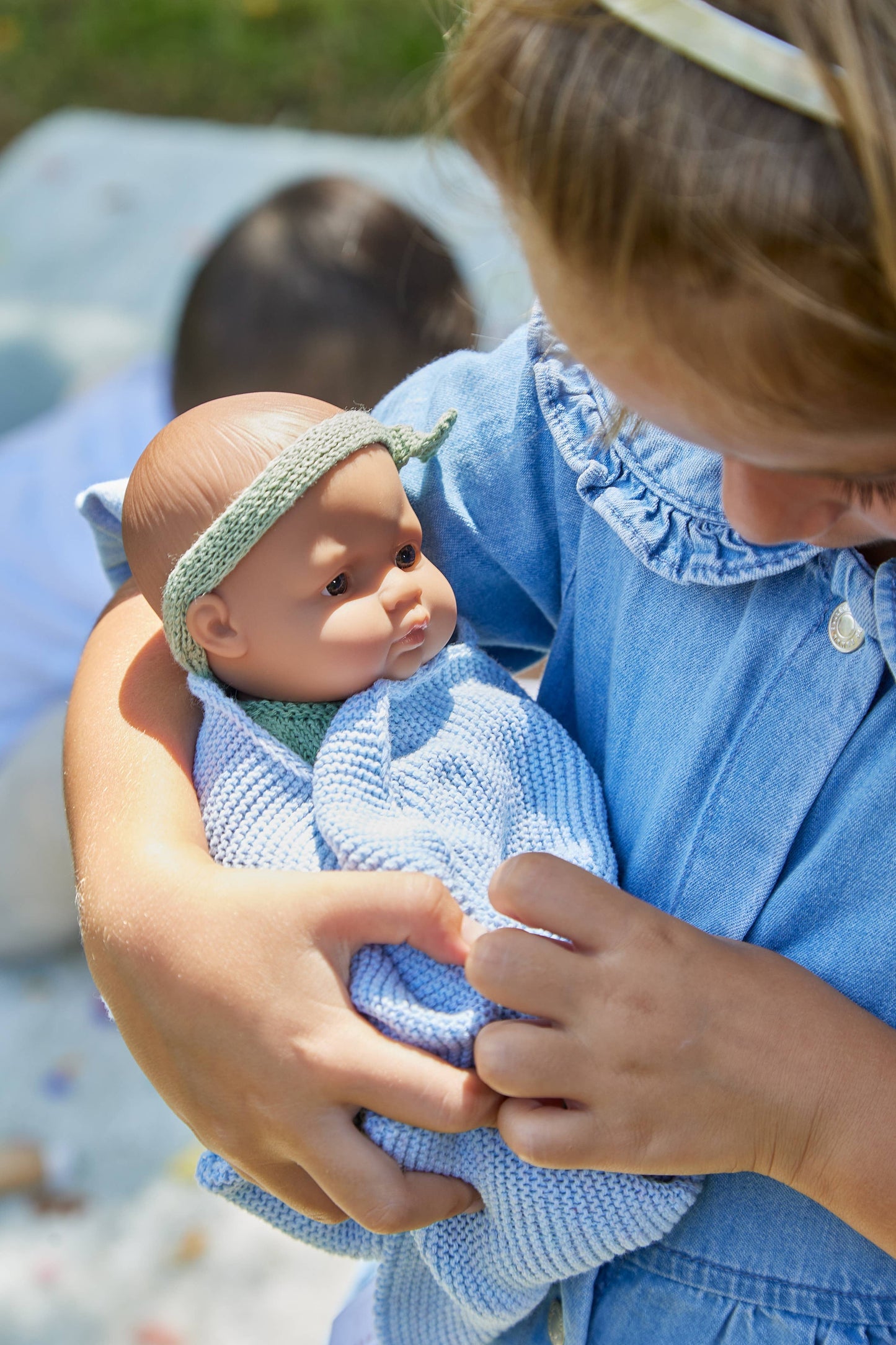 Baby Blue Knitted Blanket for Dolls