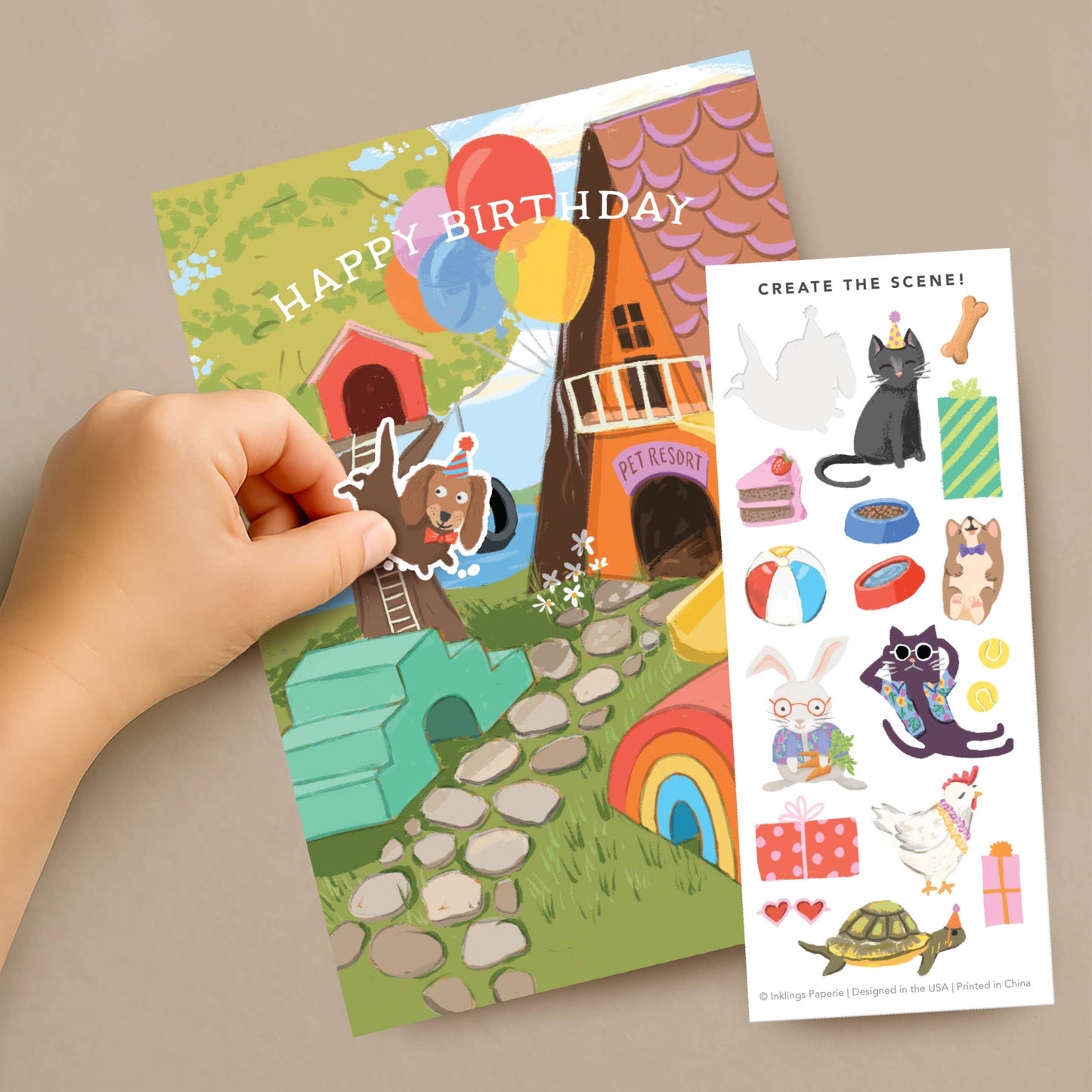 Sticker Scene Card - Pet Resort Birthday