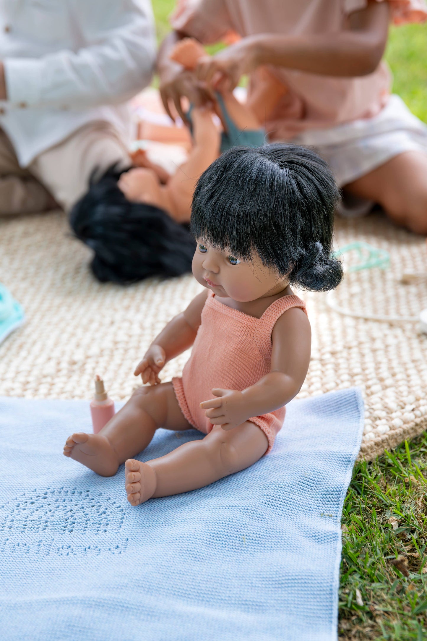 Baby Blue Knitted Blanket for Dolls