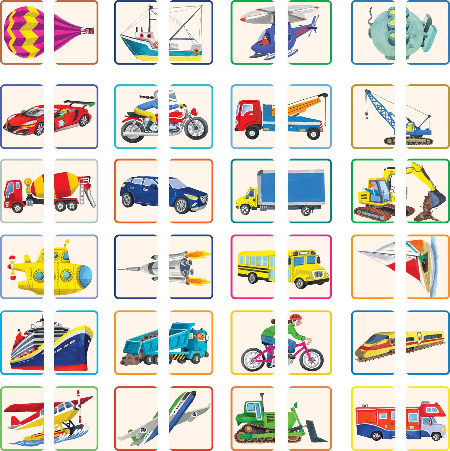 Vehicles Memory Match & Make Card Game