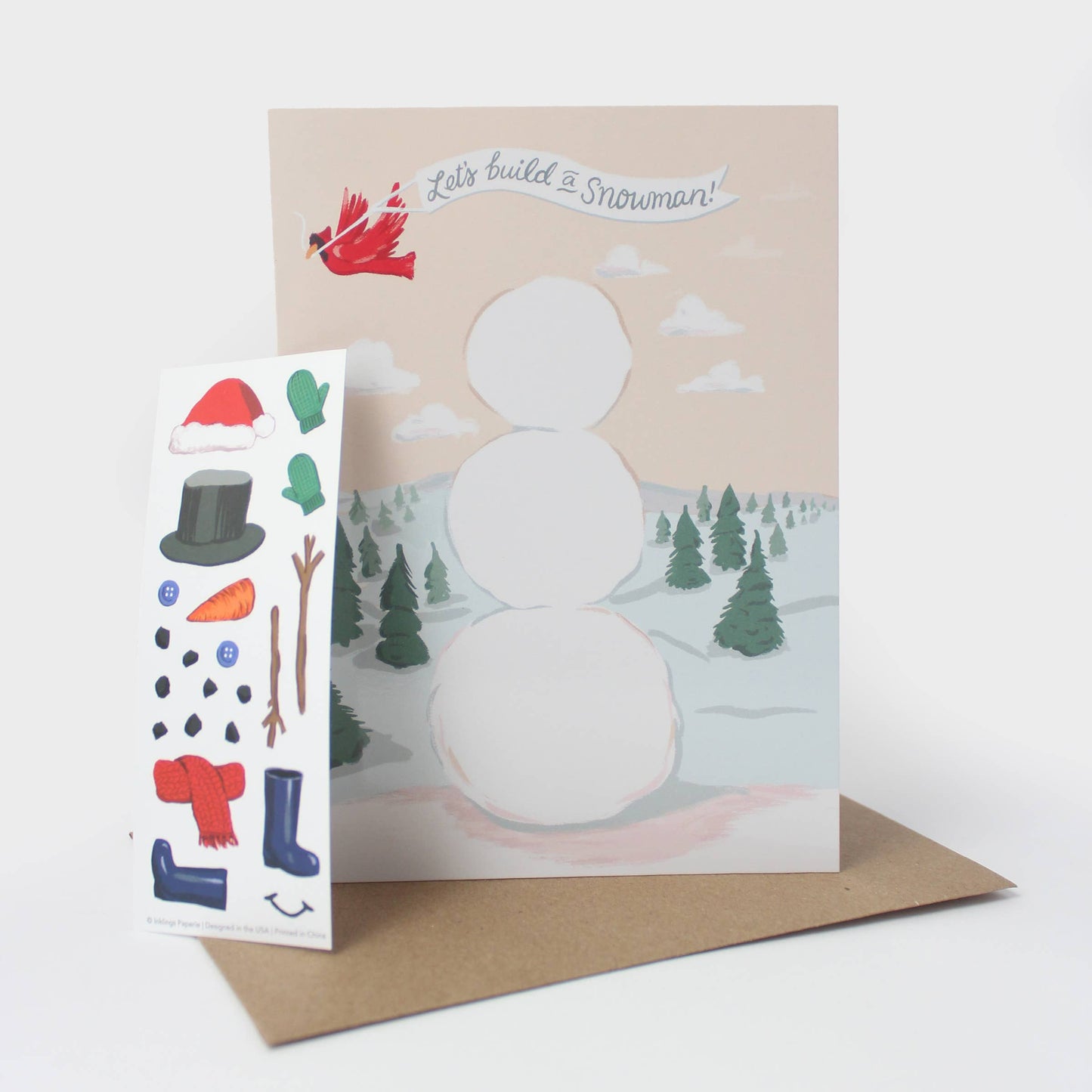 Sticker Scene Card - Build a Snowman