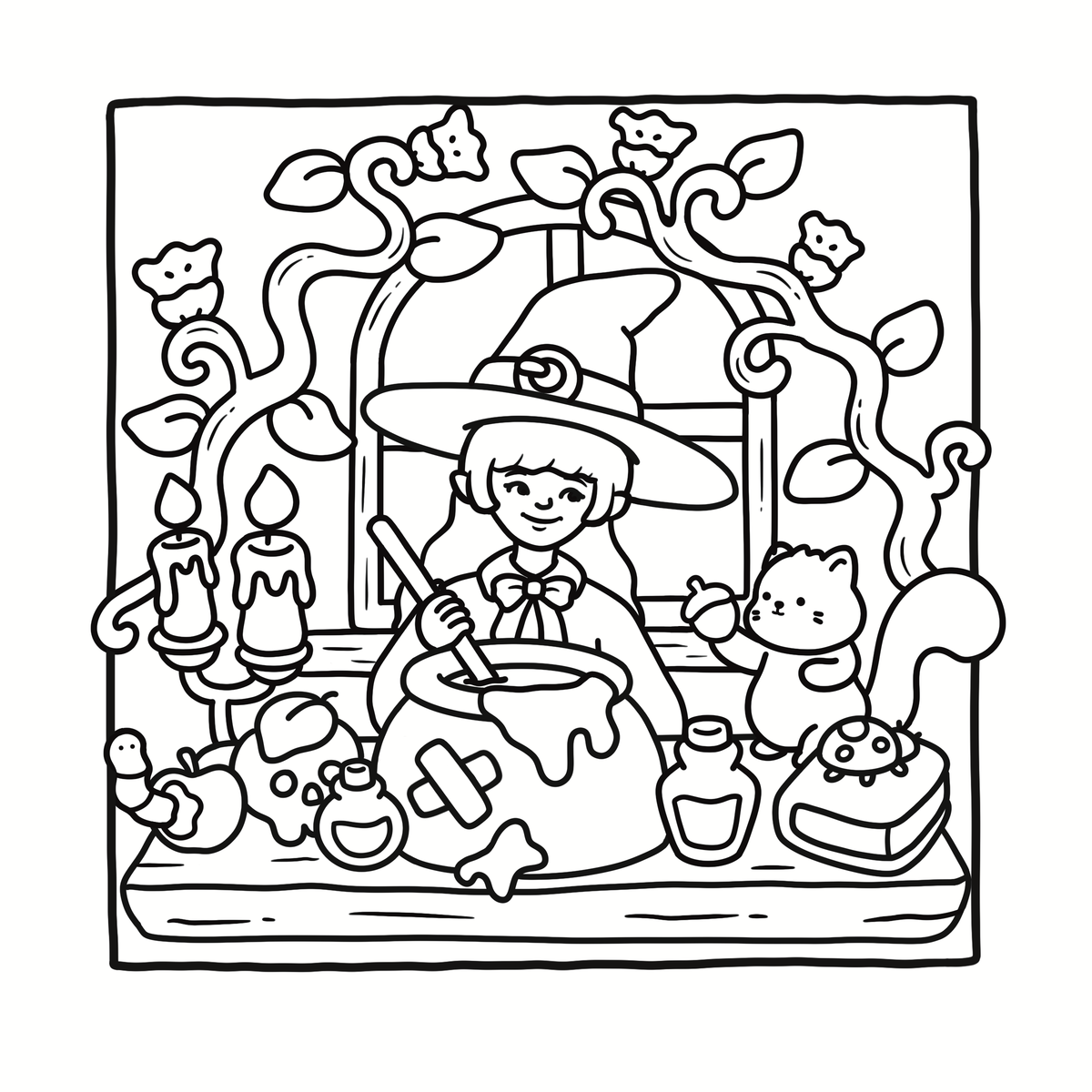 Cozy Witchy Coloring Book