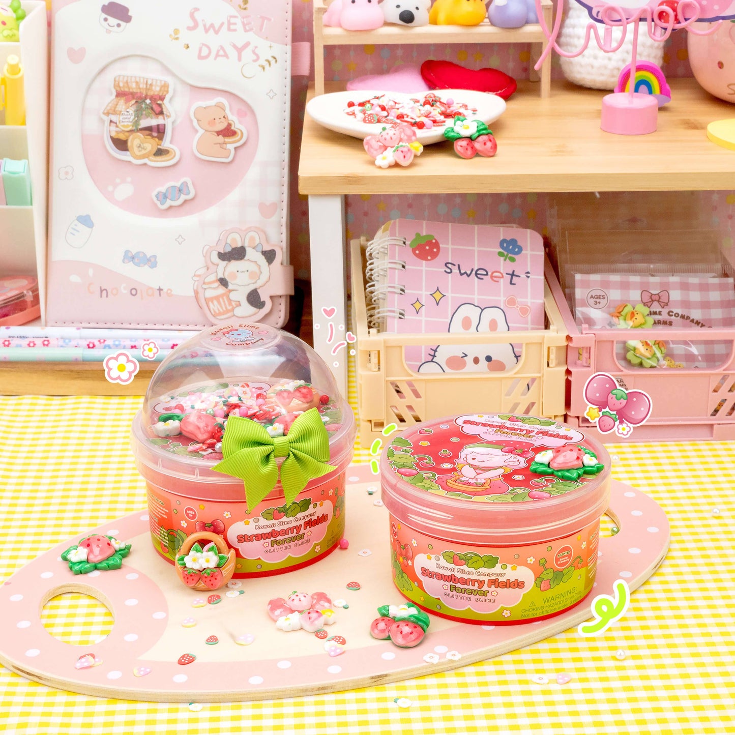 Strawberry Fields Forever Glitter Slime by Kawaii Slime Company