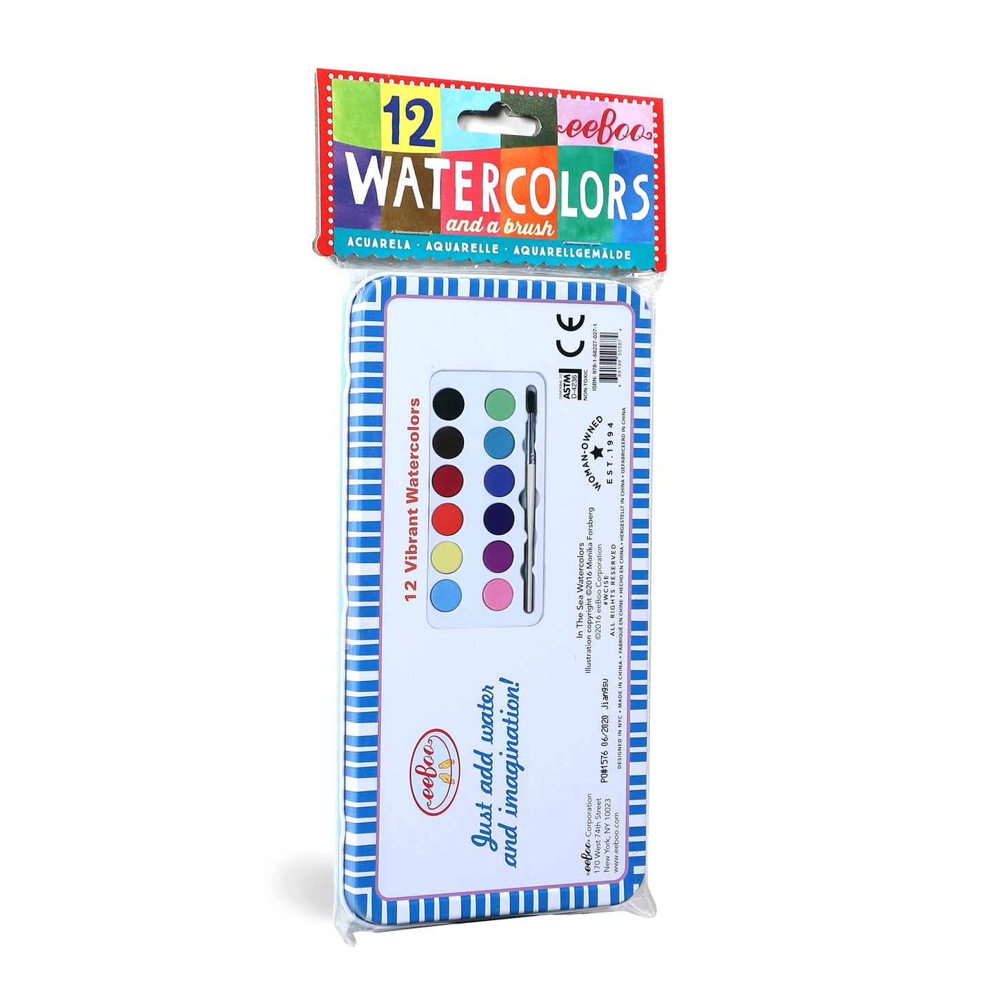 In The Sea 12 Watercolors Tin by eeBoo