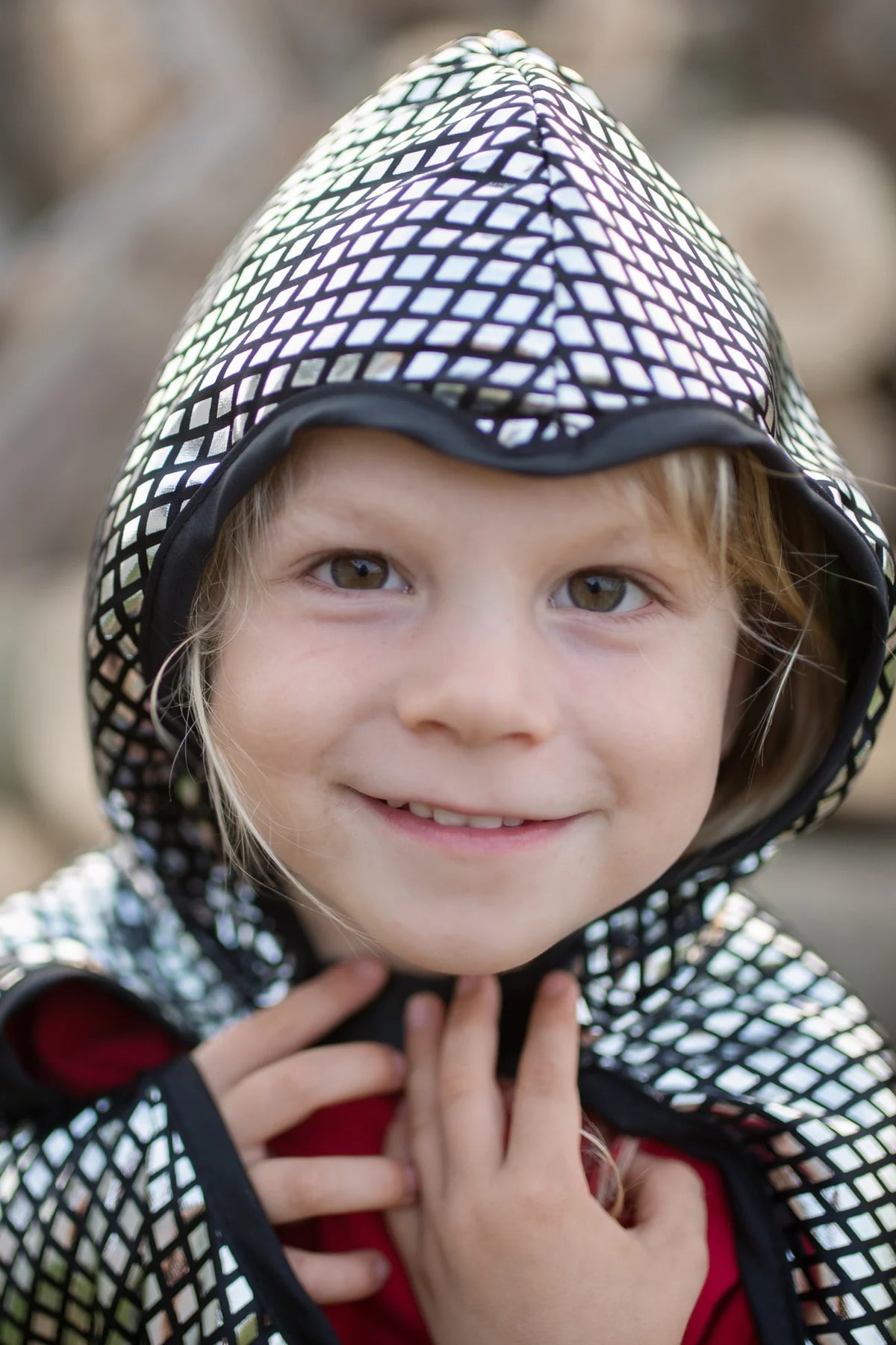 Reversible Dragon/Knight Cape, Green/Silver