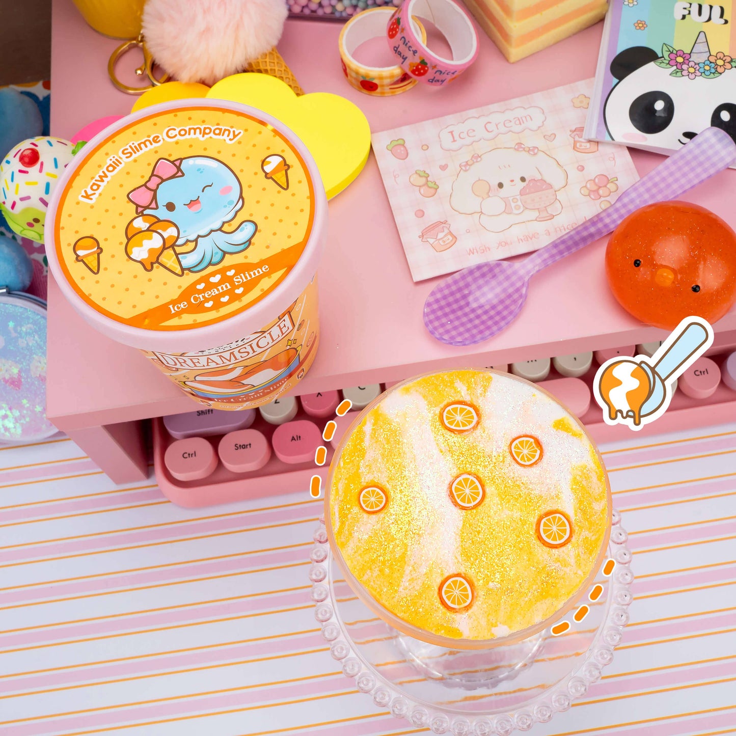Dreamsicle Scented Ice Cream Pint Slime by Kawaii Slime Company