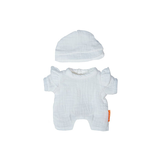 White PJs with Hat - Clothing for 8 1/4" Doll