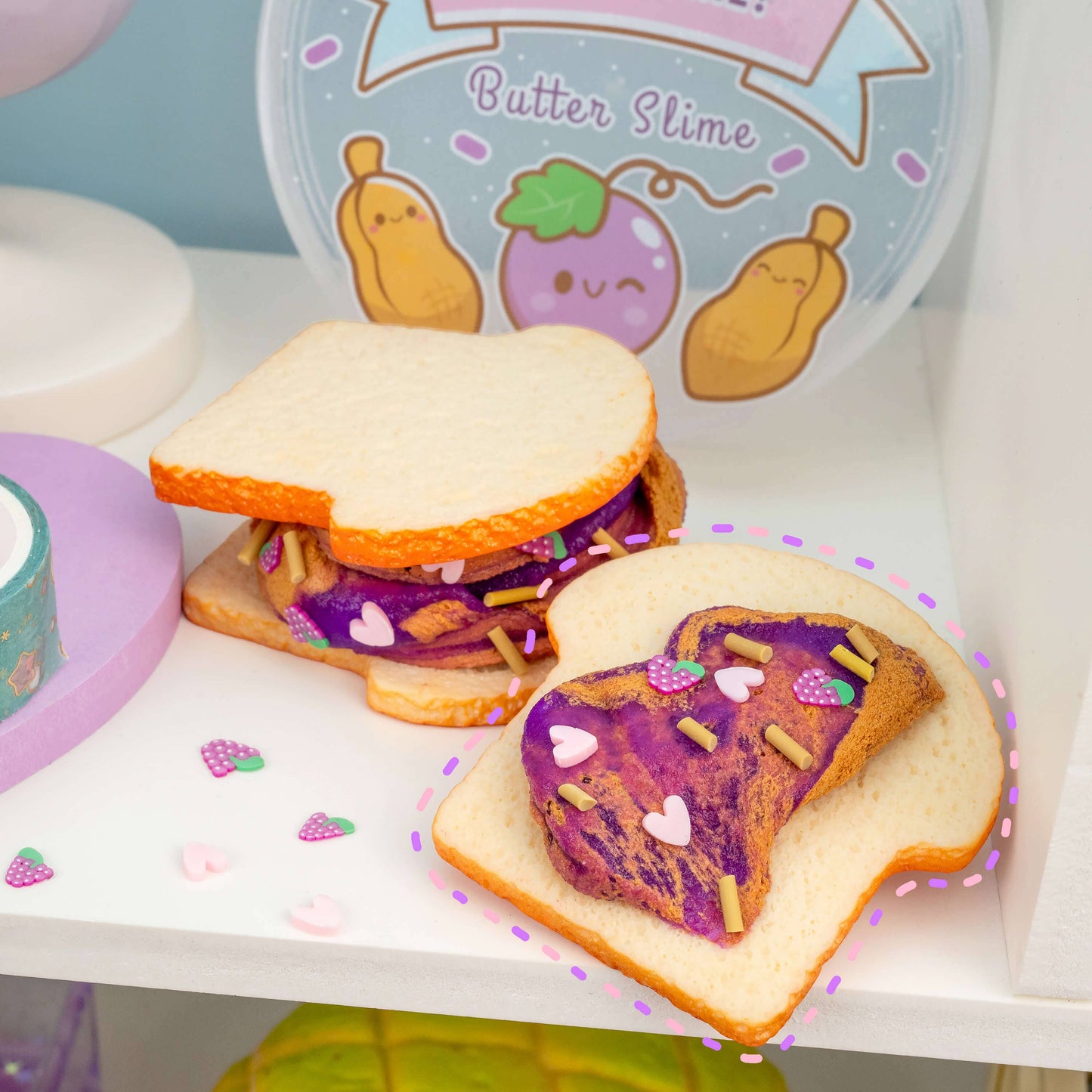 Peanut Butter Jelly Time Grape 2 Slimes In 1 by Kawaii Slime Company