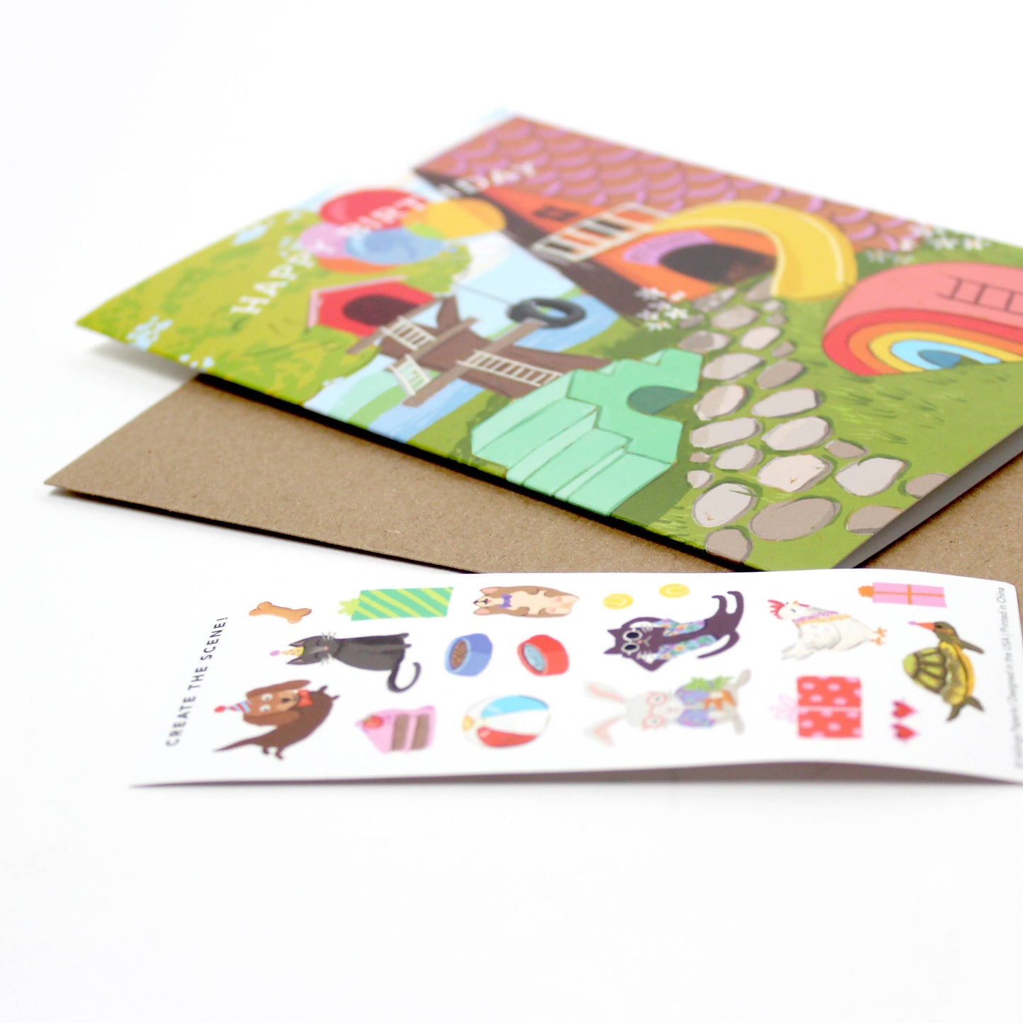 Sticker Scene Card - Pet Resort Birthday