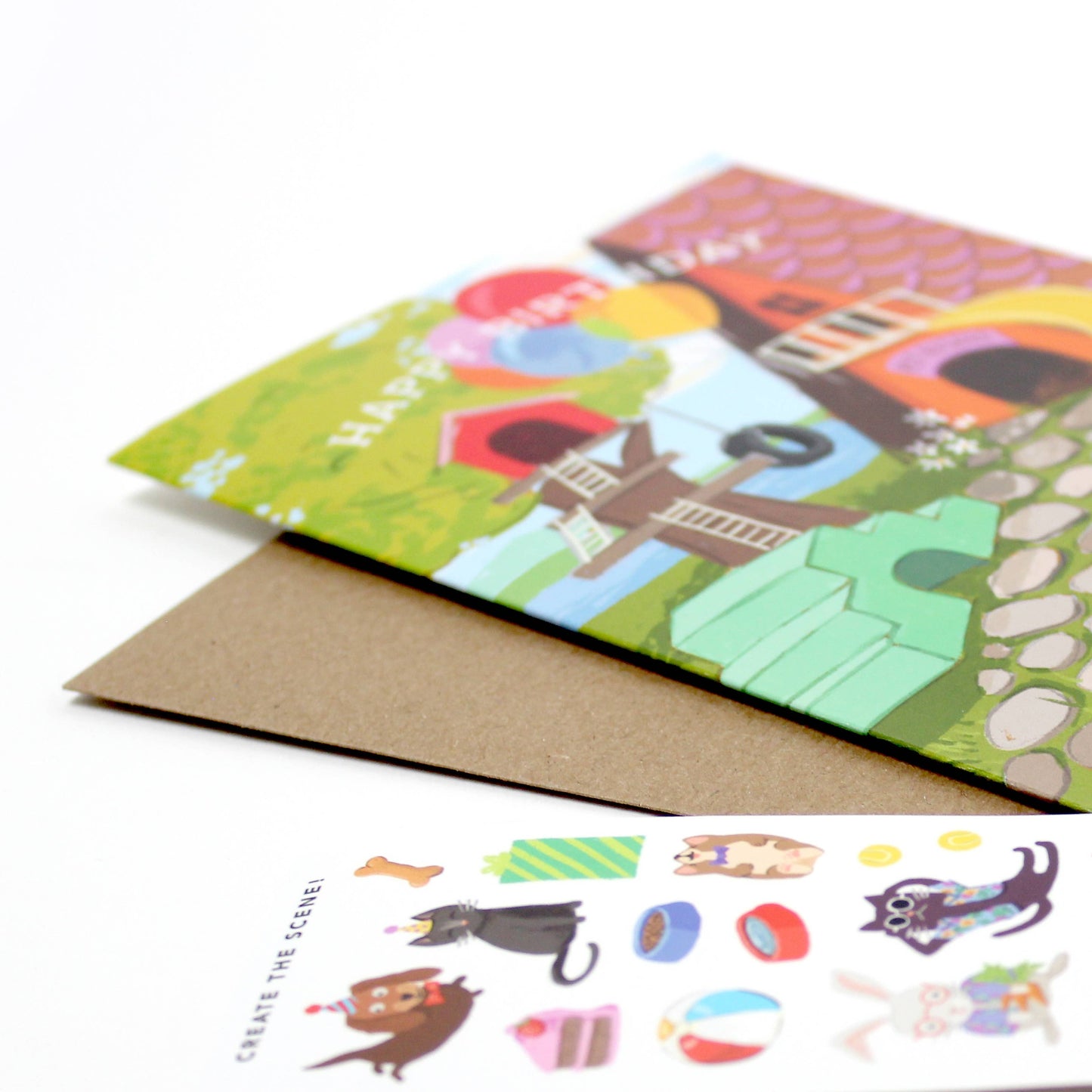 Sticker Scene Card - Pet Resort Birthday