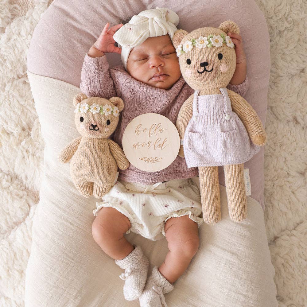 Baby Honey Bear (ivory floral) - cuddle + kind