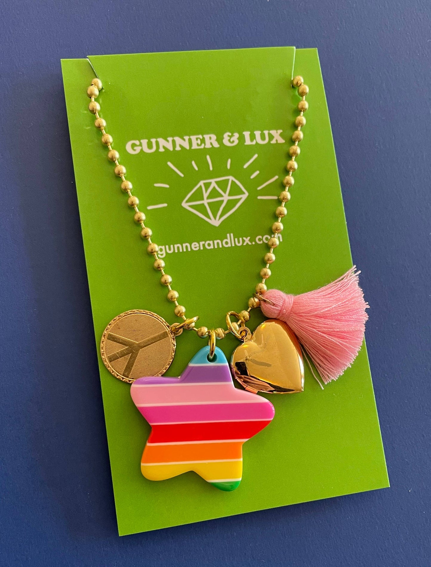 Love & Peace Charms Necklace by Gunner & Lux