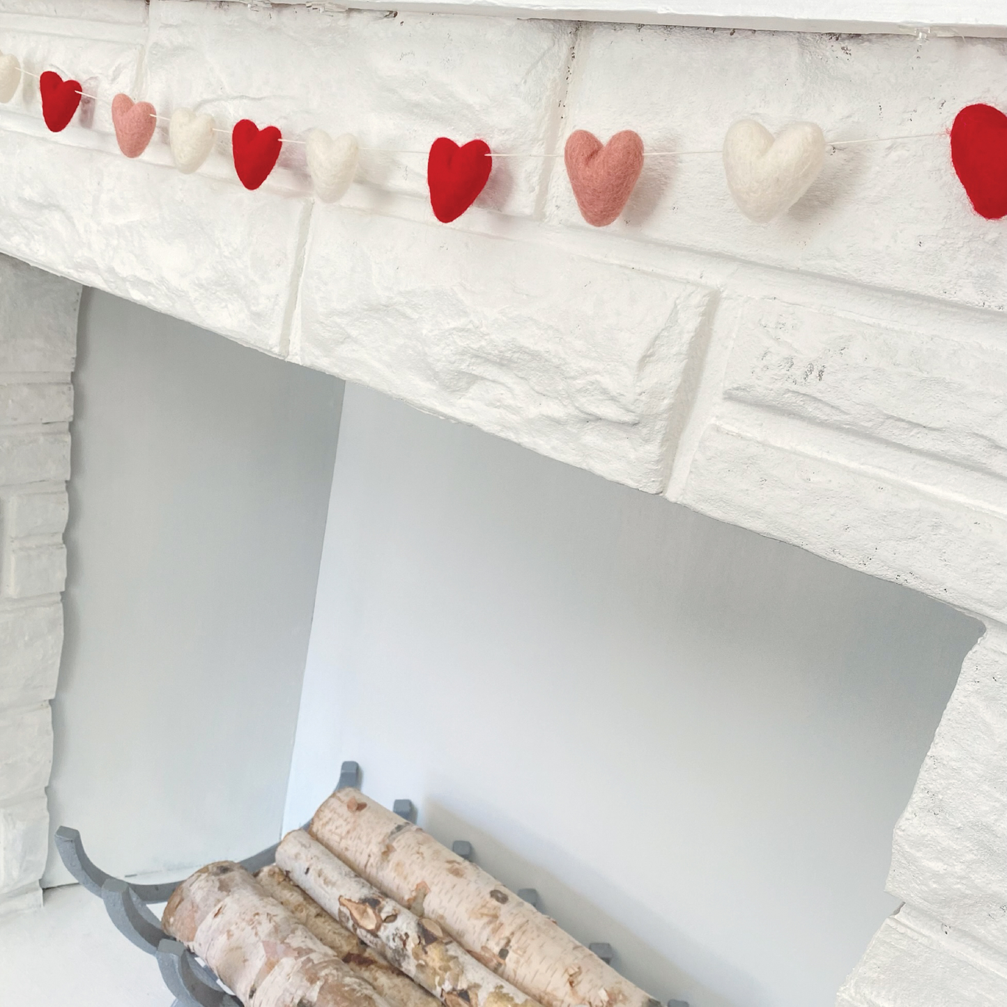 Red, Pink & White Felt Heart Garland