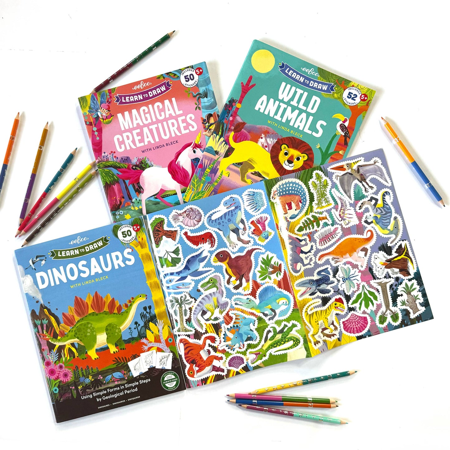 Learn to Draw Dinosaurs with Stickers by eeBoo