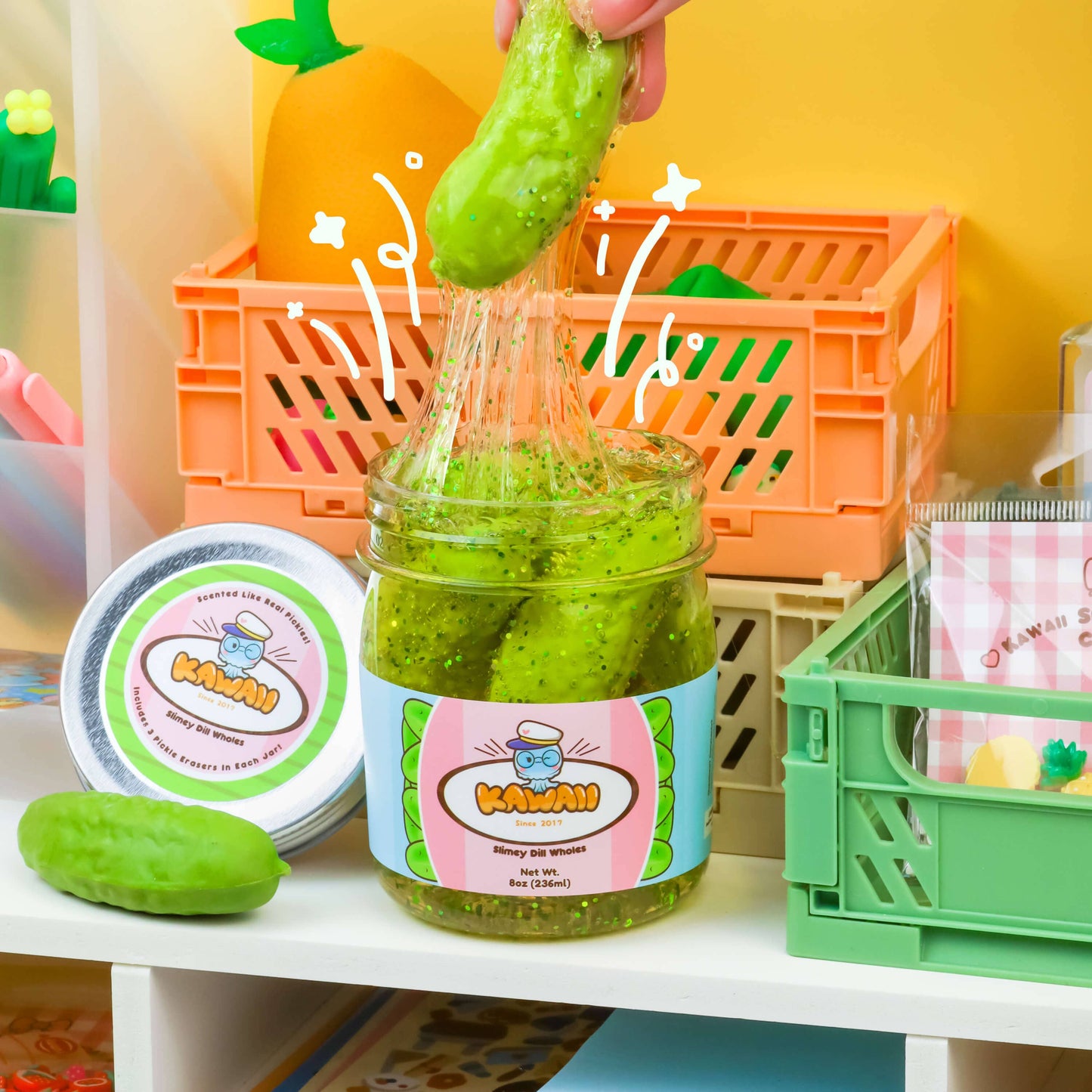 Shimmery Pickle Clear Slime by Kawaii Slime Company