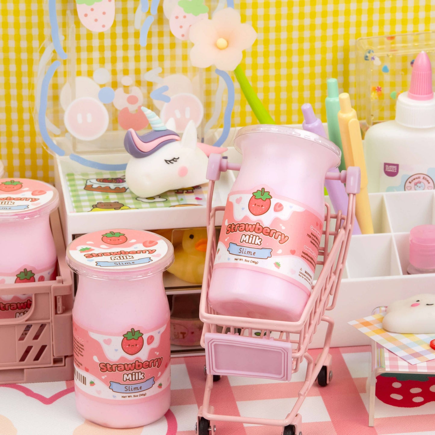 Strawberry Milk Glossy Slime by Kawaii Slime Company