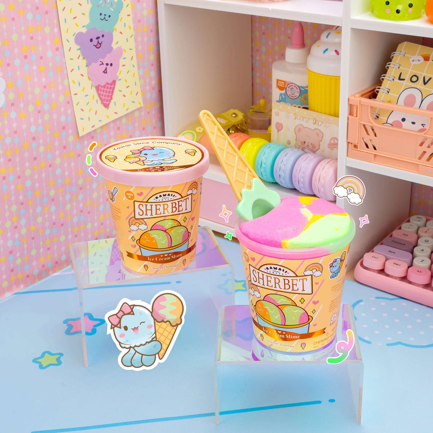 Sherbet Scented Ice Cream Pint Slime by Kawaii Slime Company