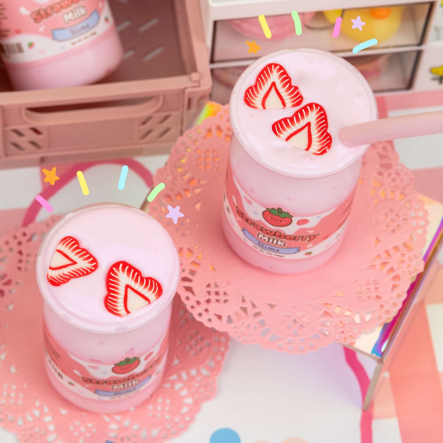 Strawberry Milk Glossy Slime by Kawaii Slime Company