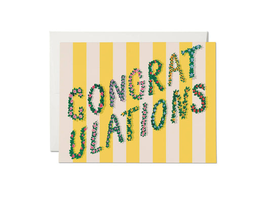 Yellow Stripes Congrats Greeting Card