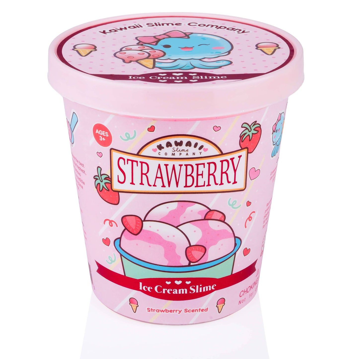 Strawberry Scented Ice Cream Pint Slime by Kawaii Slime Company