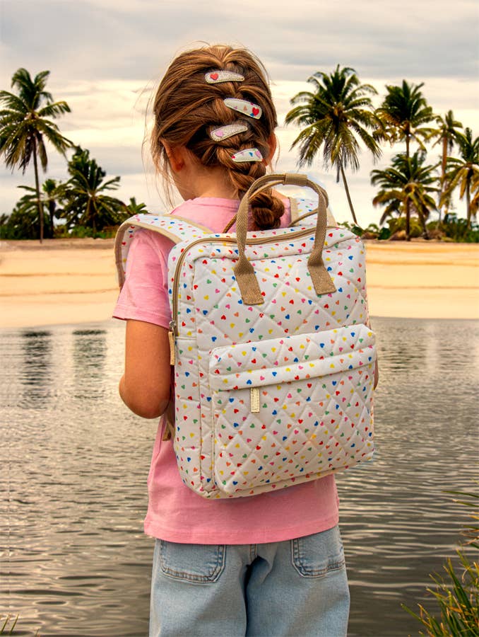 Rainbow Hearts Quilted Backpack