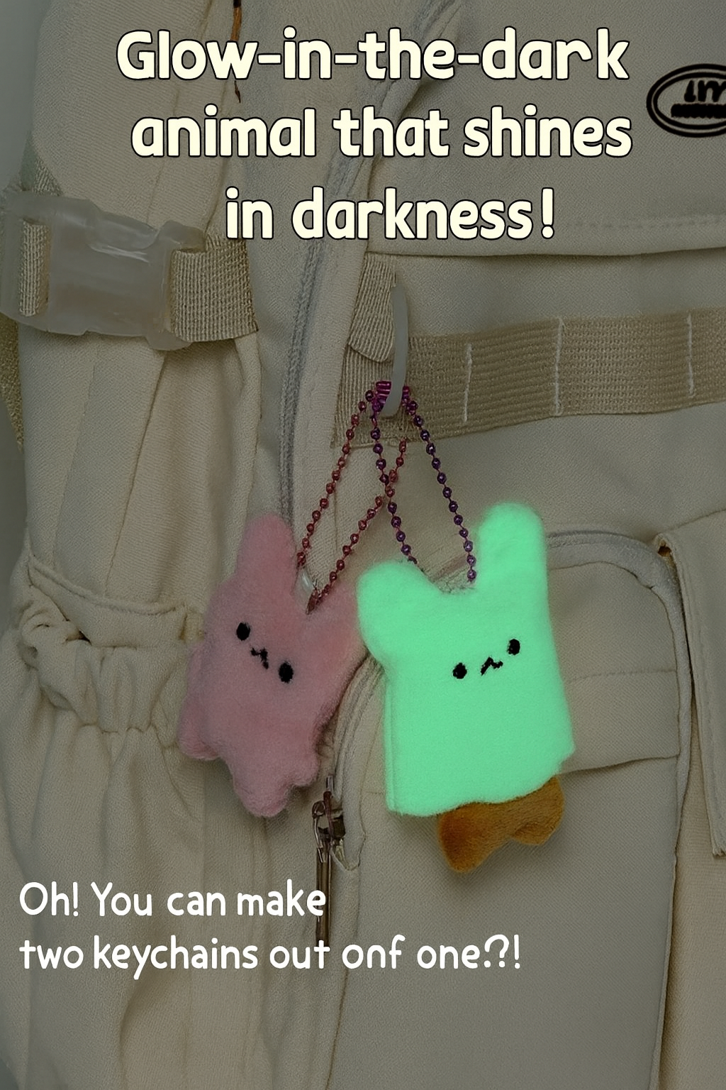 Glow-in-the-Dark Ghost Plush Keychain – Random Blind Bag