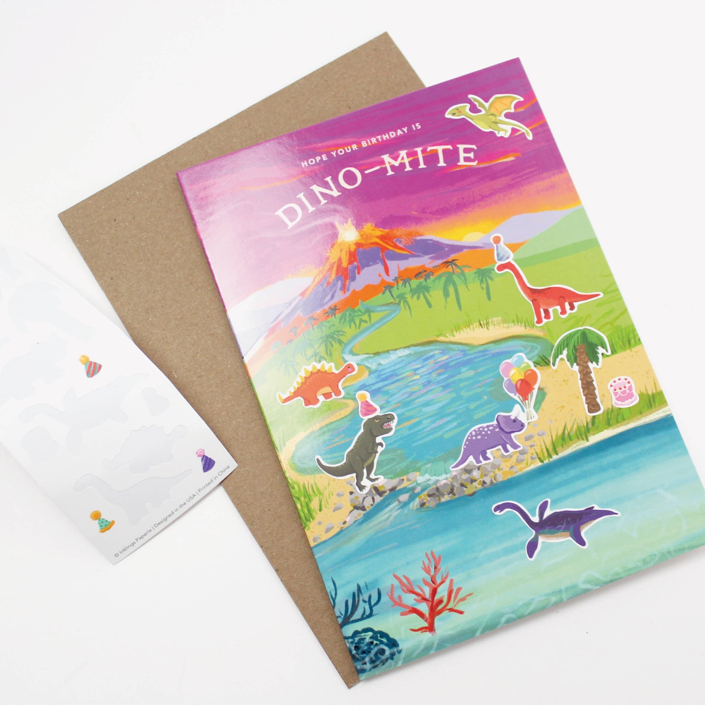 Sticker Scene Card - Dinosaur Birthday