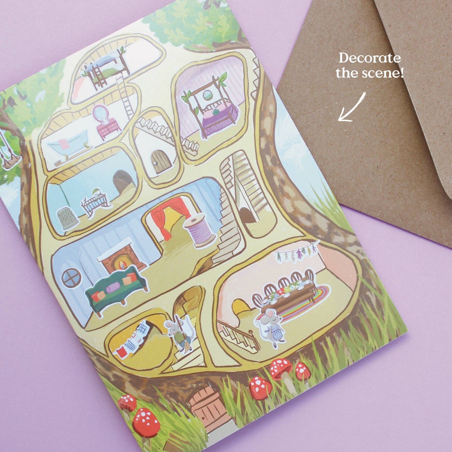 Sticker Scene Card - Mouse House