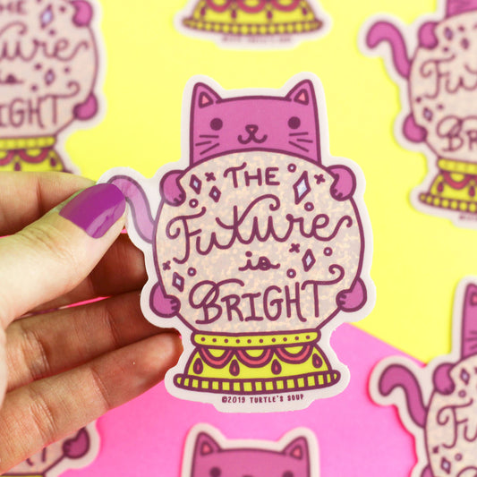 Future is Bright Fortune Teller Cat Vinyl Sticker