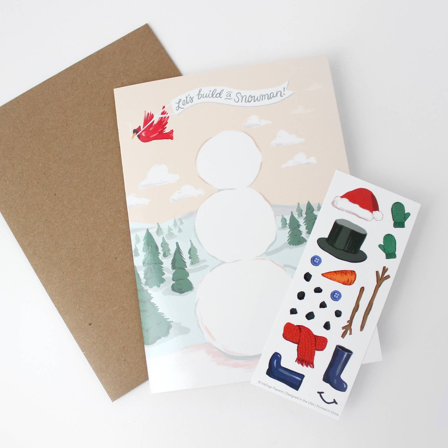 Sticker Scene Card - Build a Snowman