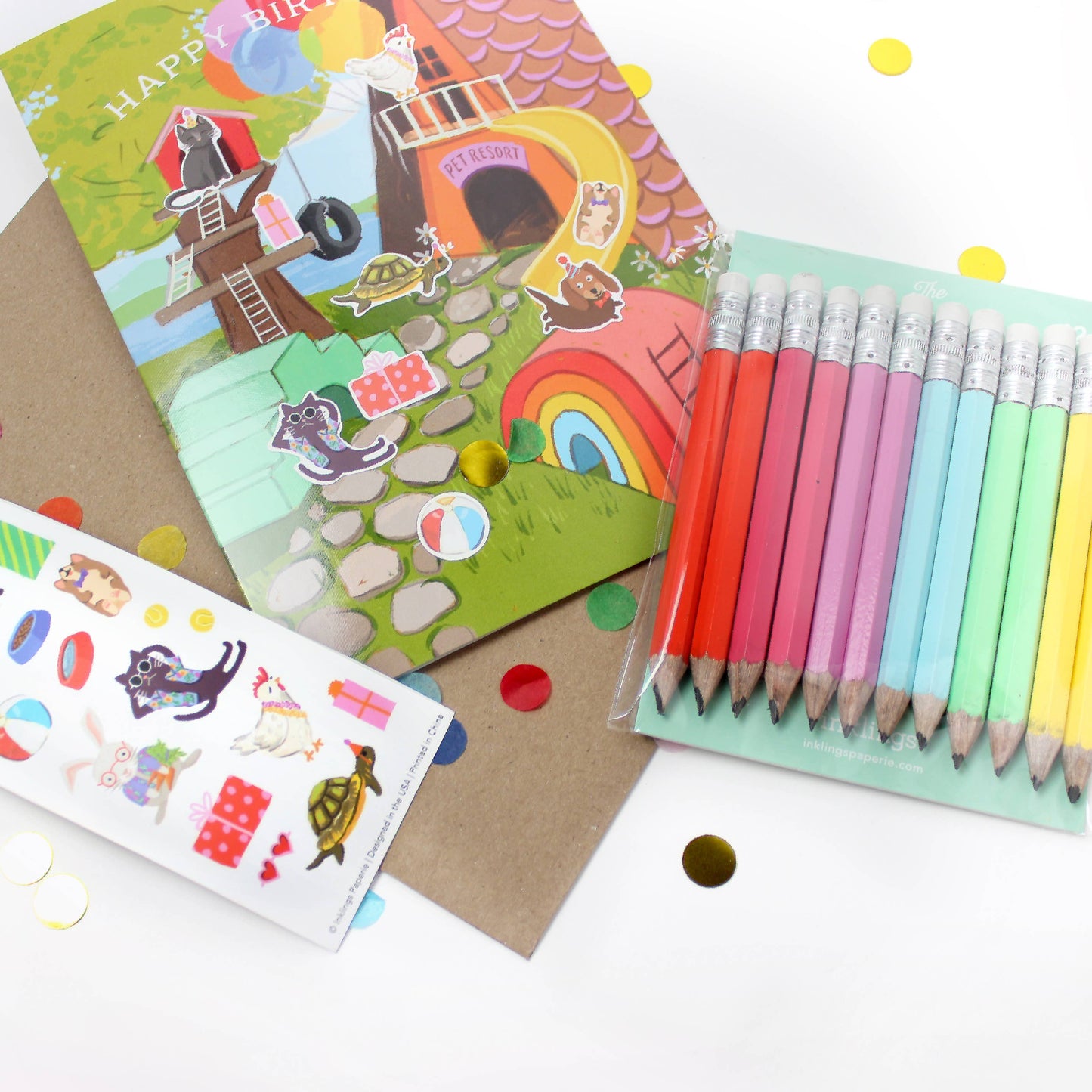 Sticker Scene Card - Pet Resort Birthday