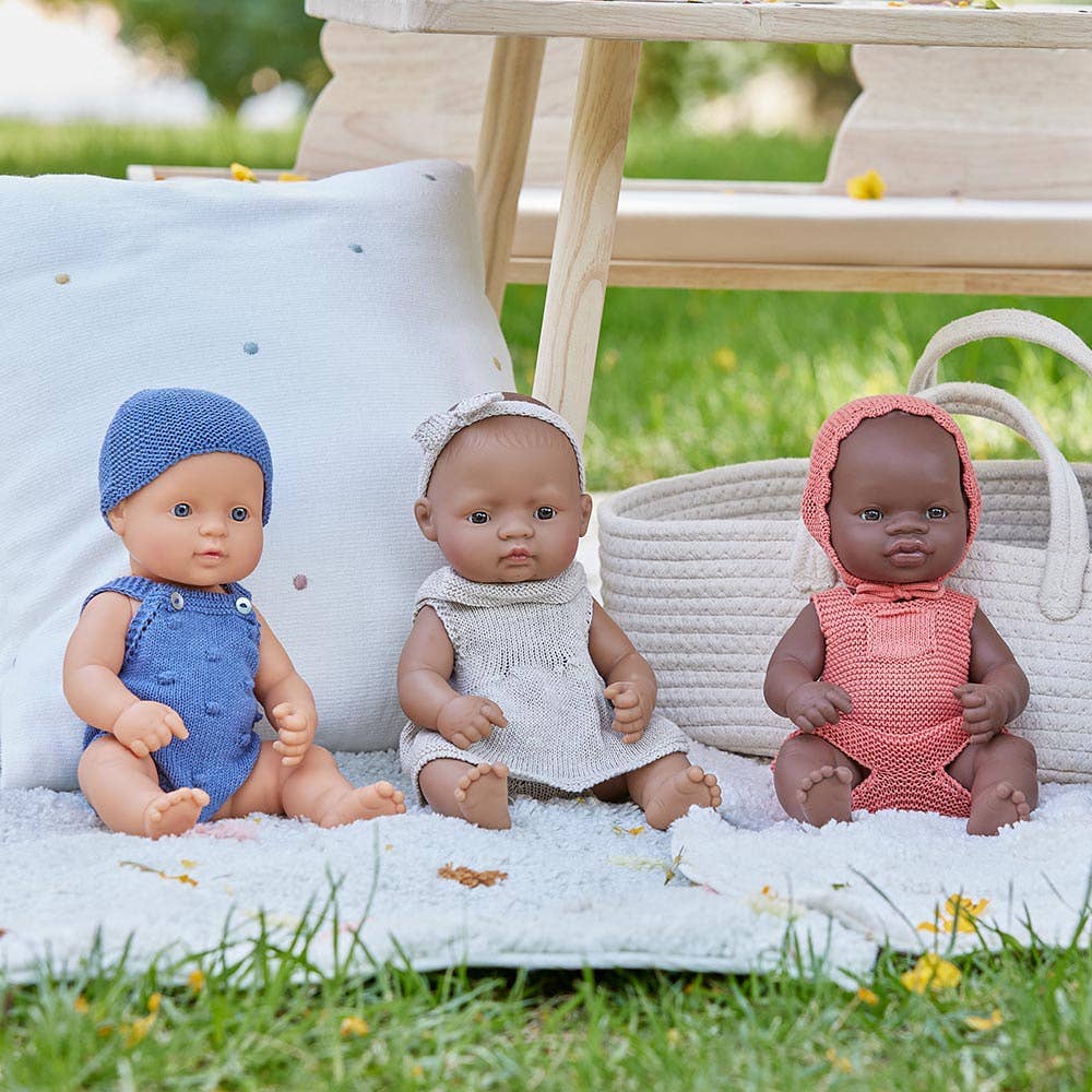 Miniland Baby Doll Medium Skin Tone Girl 12 5/8"