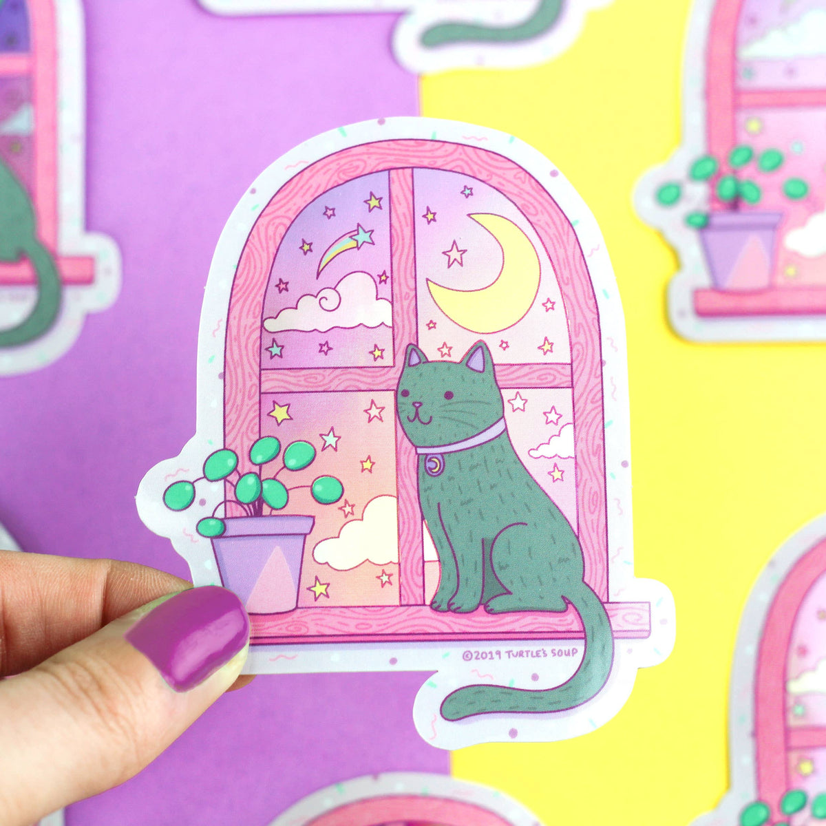 Magical Girl Cat Moonlight Vinyl Sticker