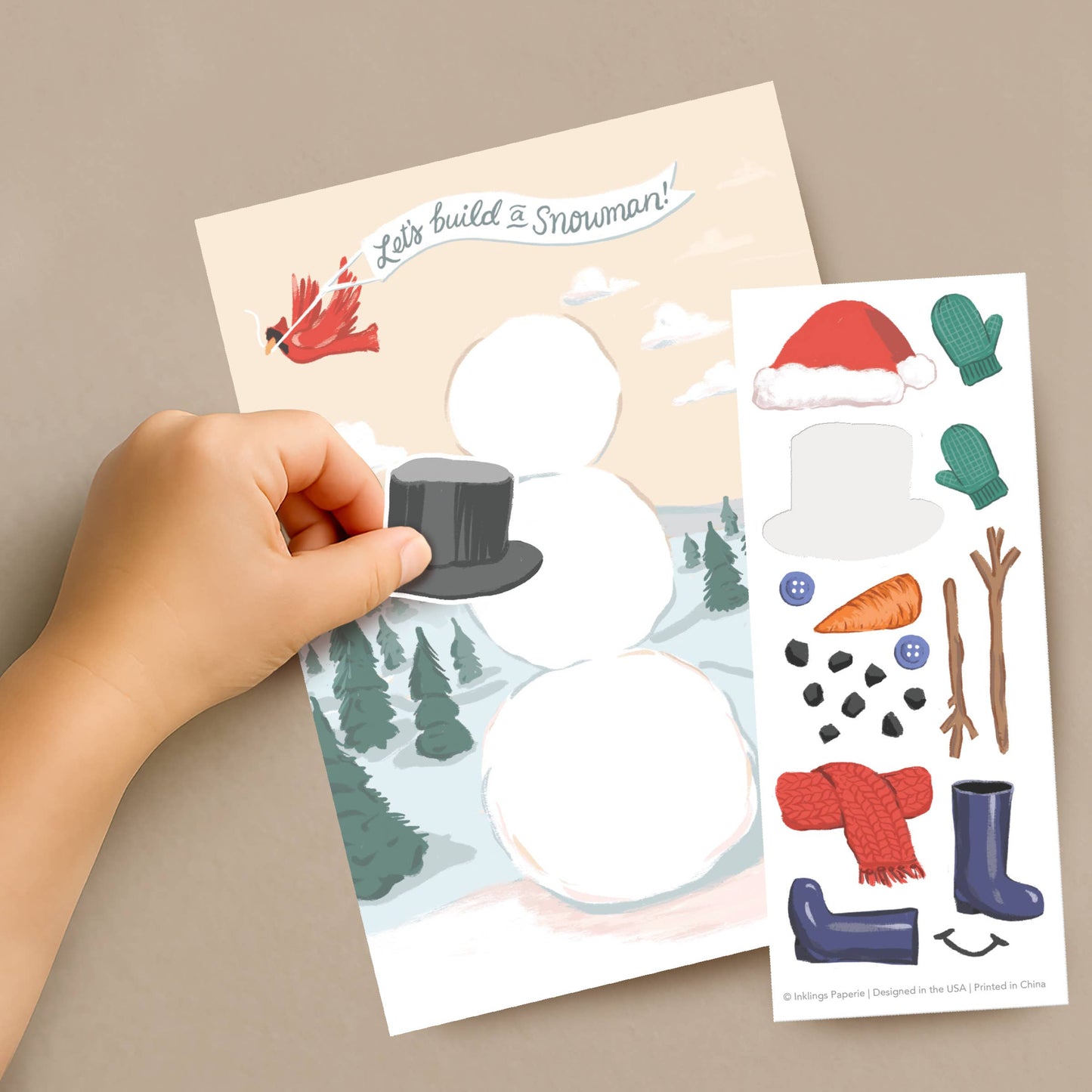 Sticker Scene Card - Build a Snowman