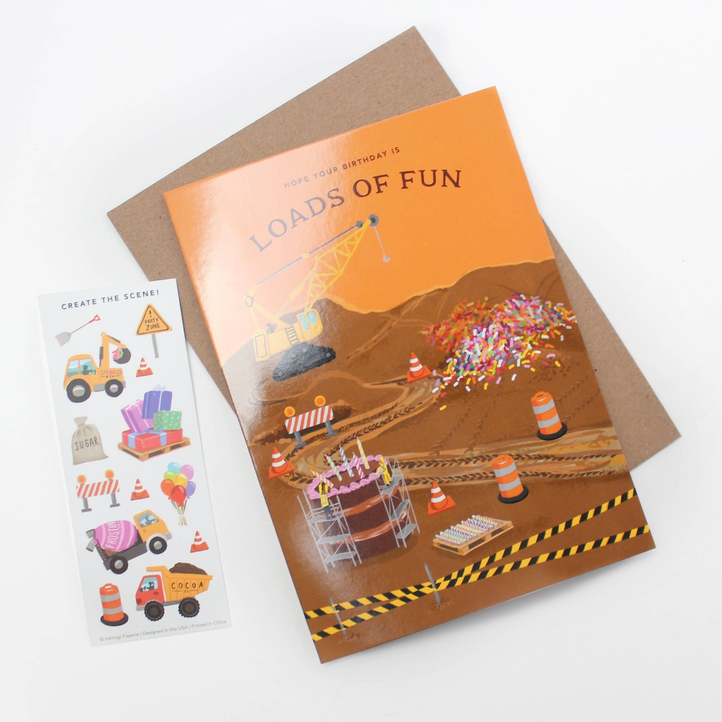 Sticker Scene Card - Construction Birthday