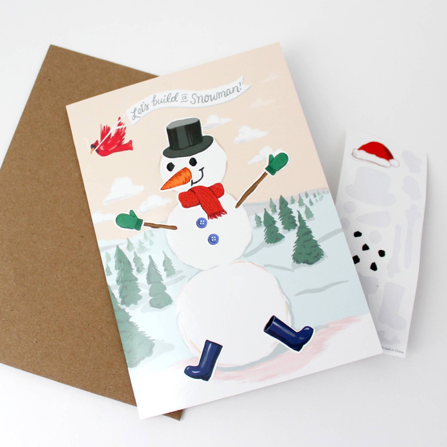 Sticker Scene Card - Build a Snowman